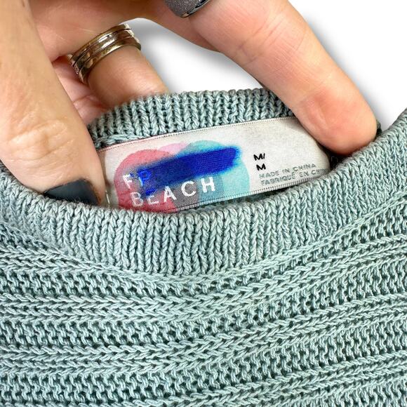 Free People Beach Swaying Palm Imogene Knit Oversized Lounge Sweater Medium - Picture 7 of 8